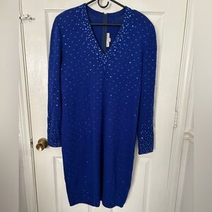 St. John Royal Blue Sweater Long Sleeve Dress